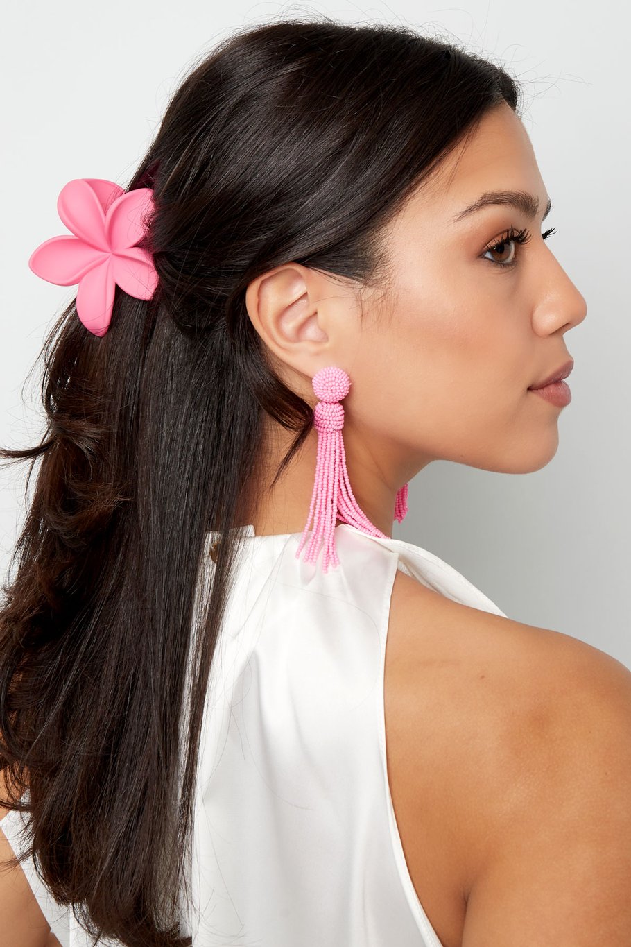Hair clip flower - cream Plastic Picture3