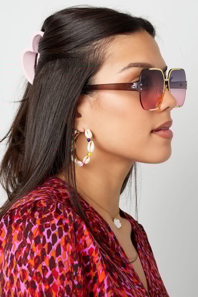 Lunettes de soleil Lunettes rondes Détail doré à l'intérieur Noir h5 Image4