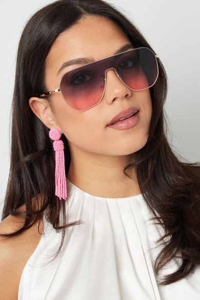 lunettes de soleil big glasses noir couleur or h5 Image2