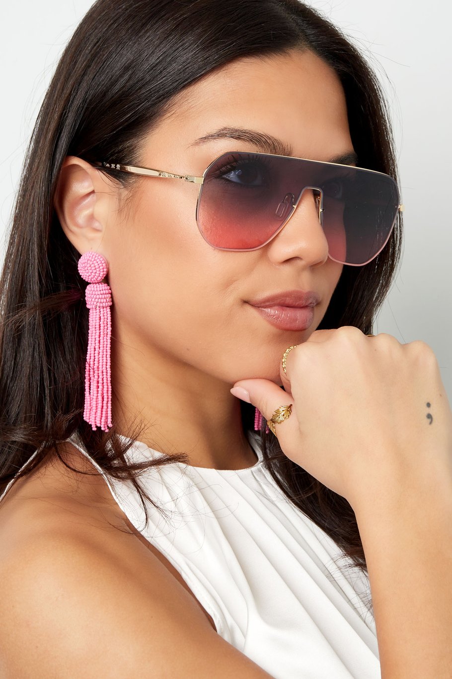 lunettes de soleil big glasses noir couleur or Image3