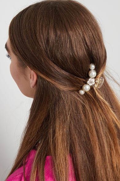 Hair clip pearls &amp; flower h5 Picture2