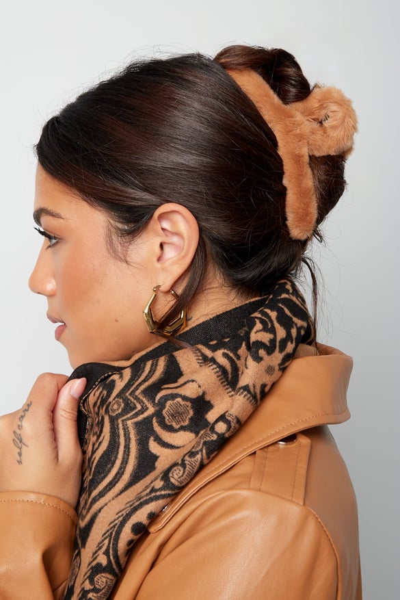 Barrette à cheveux en fausse fourrure - beige
