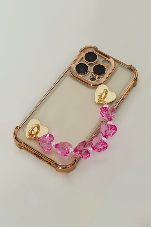 Kurzes Telefonkabel mit Herzen - transparent