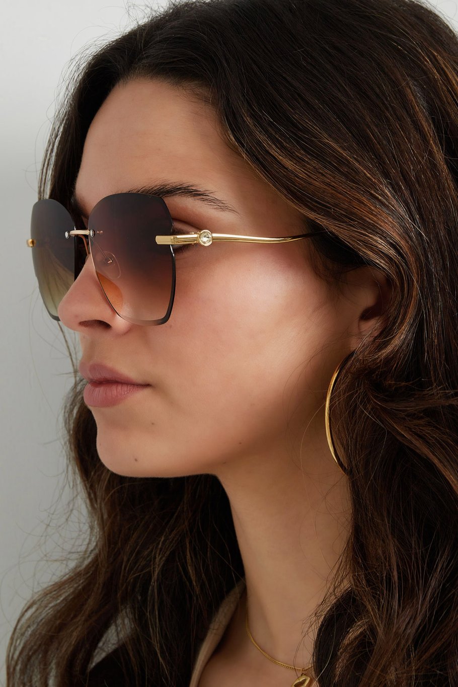 Gafas de sol llamativas con herrajes dorados - marrón Imagen3
