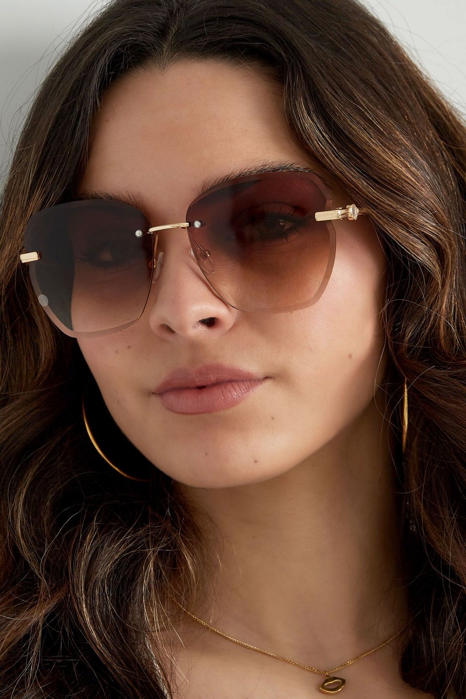 Gafas de sol llamativas con herrajes dorados - marrón Imagen4