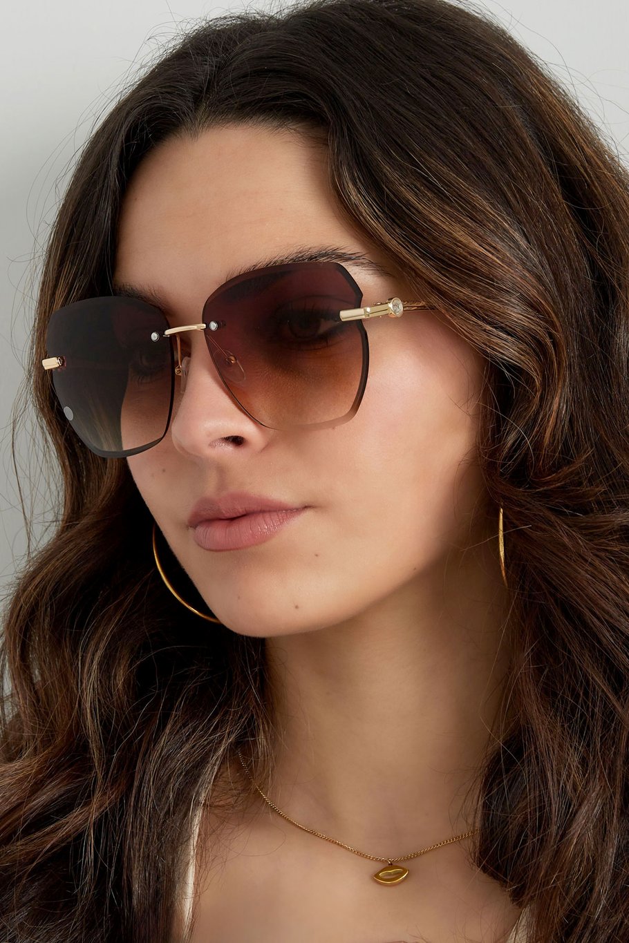 Gafas de sol llamativas con herrajes dorados - marrón Imagen2
