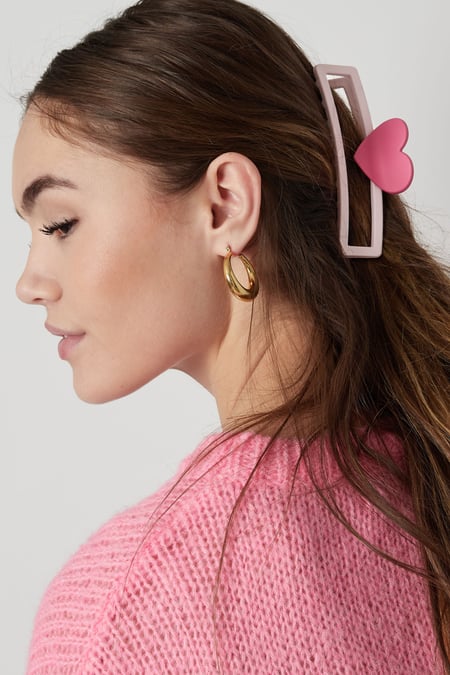 hair clip with heart-shaped handle - pink