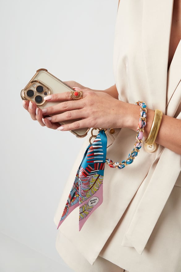 Telephone chain satin scarf - multi