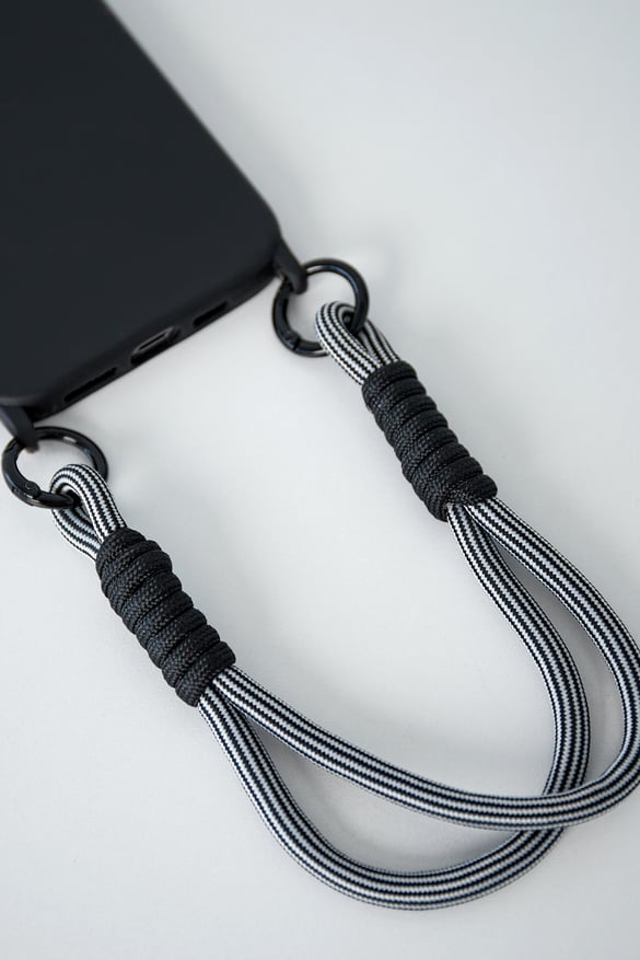 Phone cord with print - black &amp; blue 2