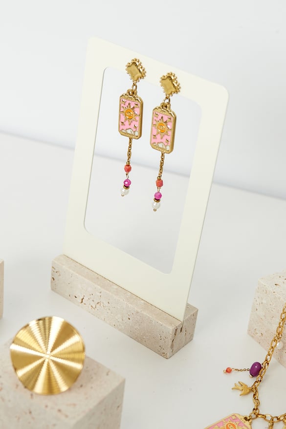 Stone earrings display small - Off white