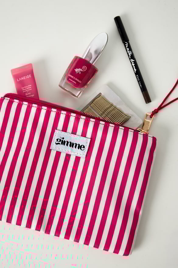 Flat toiletry bag thin stripe - Fuchsia