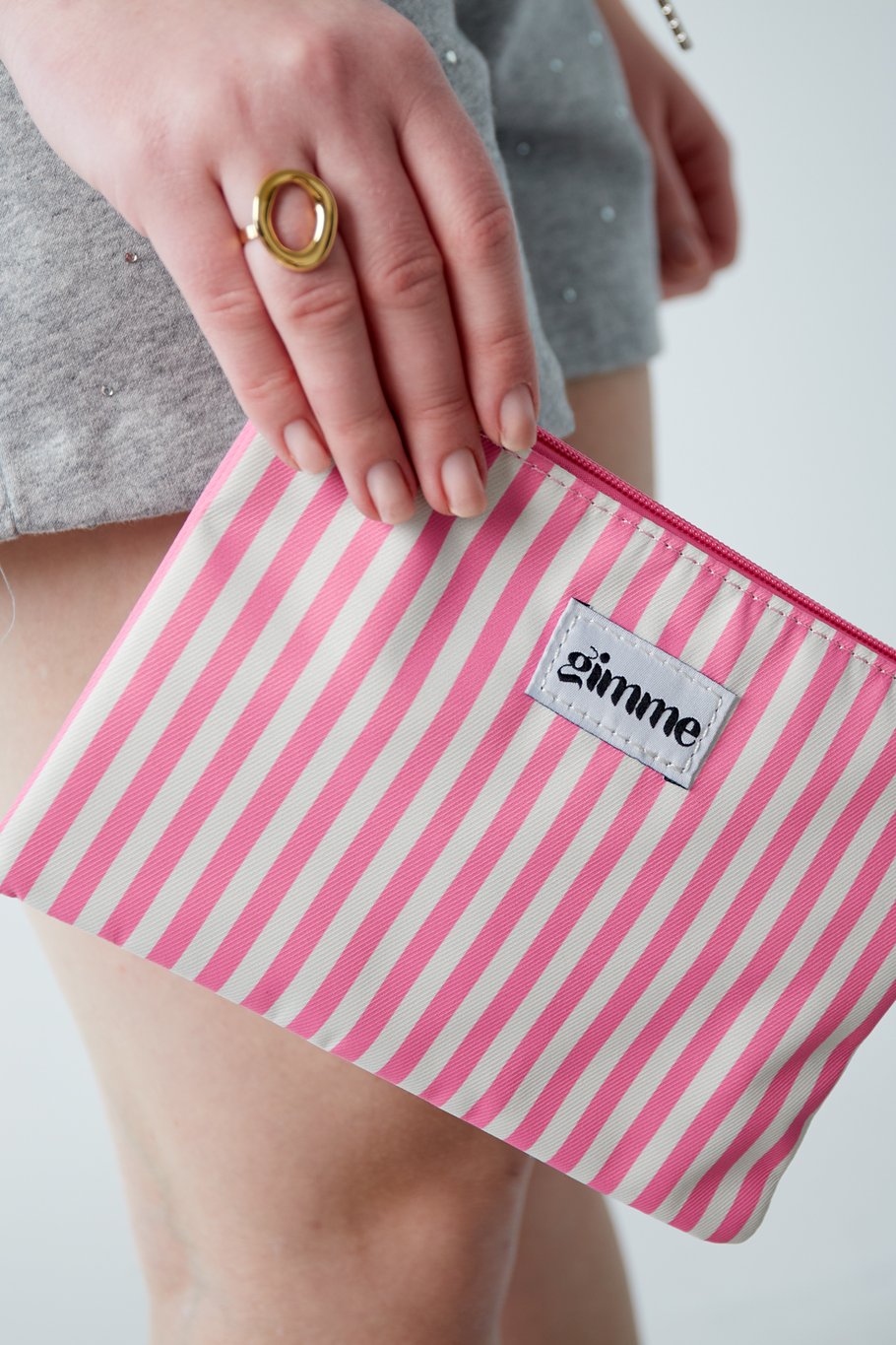 Flat toiletry bag thin stripe - Pink Picture2