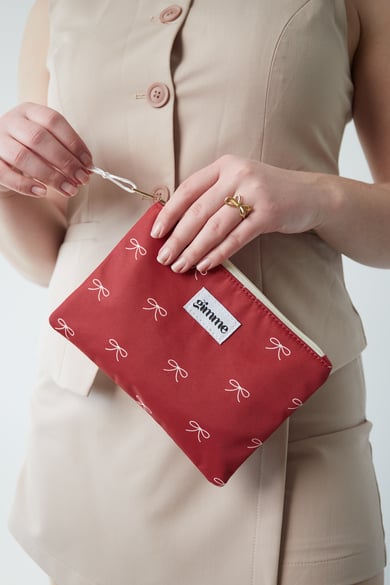 Flat toiletry bag with bows - Red h5 Picture2