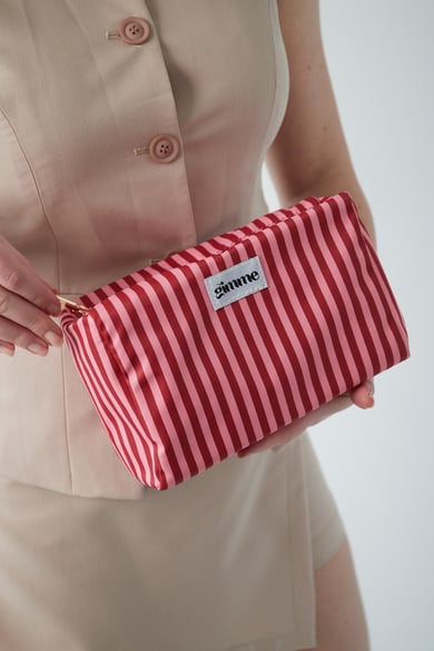 Make-up tas kleine strepen - Roze rood h5 Afbeelding3