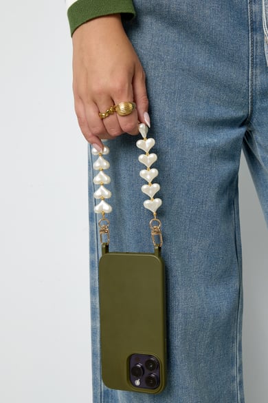 Trendy phone cord with pearled hearts h5 Picture2