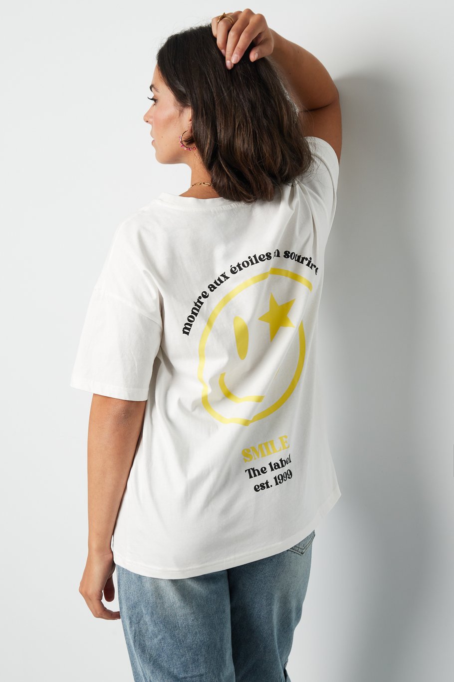 T-Shirt Happy Life Smiley - grau Bild4