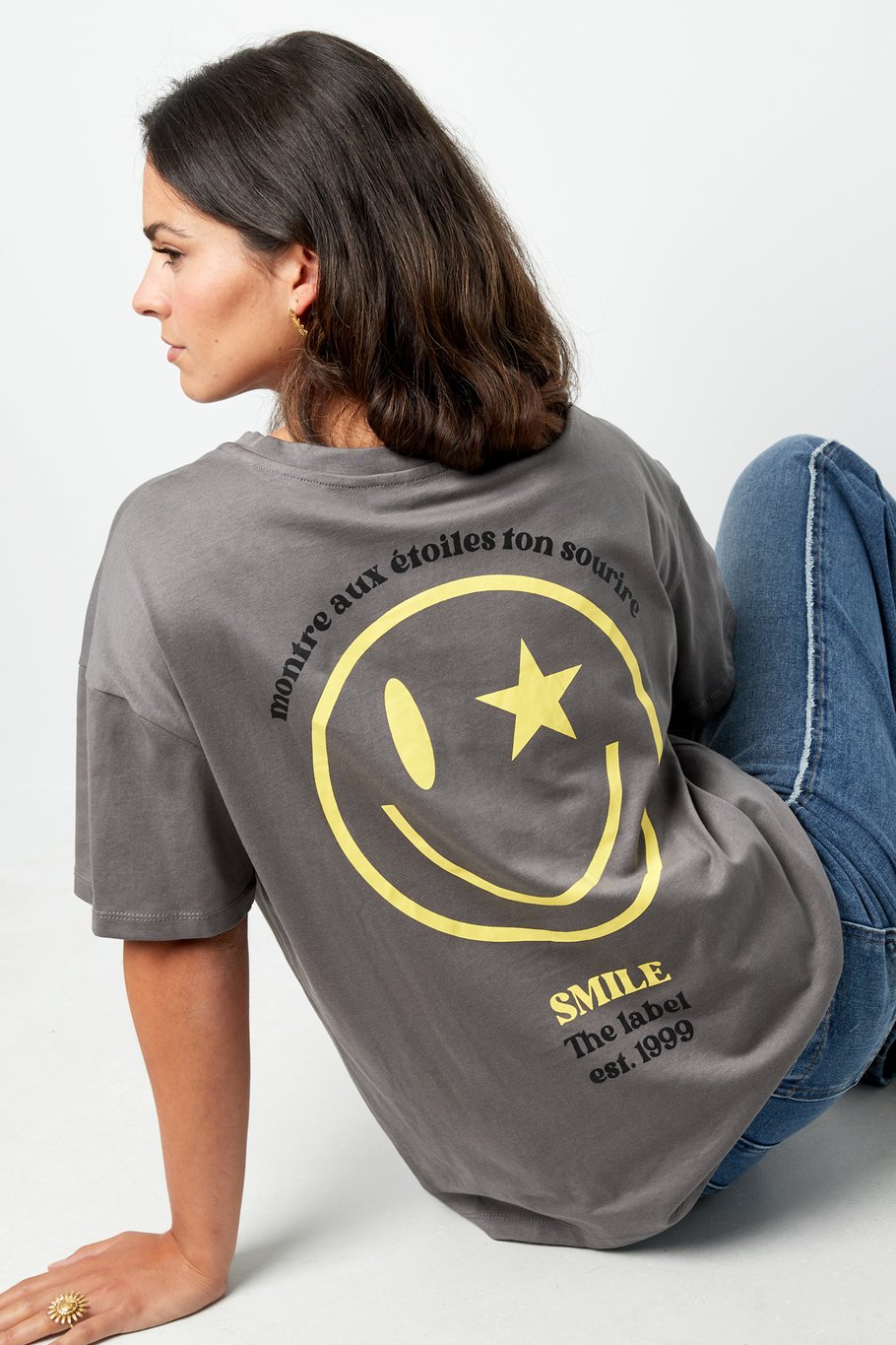 T-Shirt Happy Life Smiley - grau Bild9