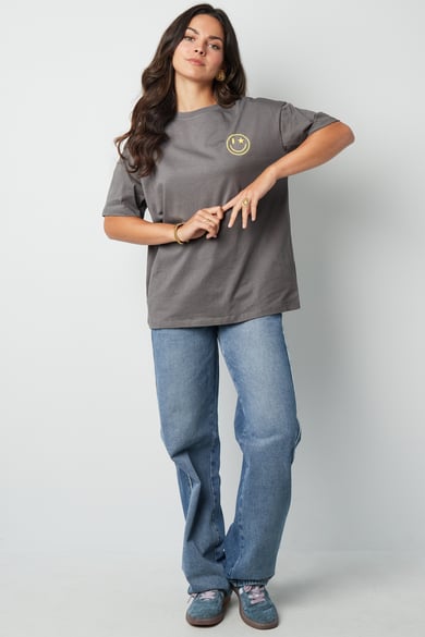 T-Shirt Happy Life Smiley - grau h5 Bild6