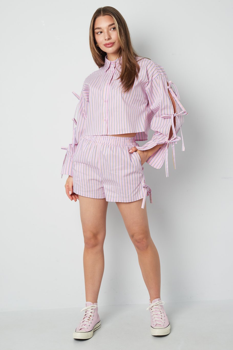 Bluse Nadelstreifen Spitze Bild5