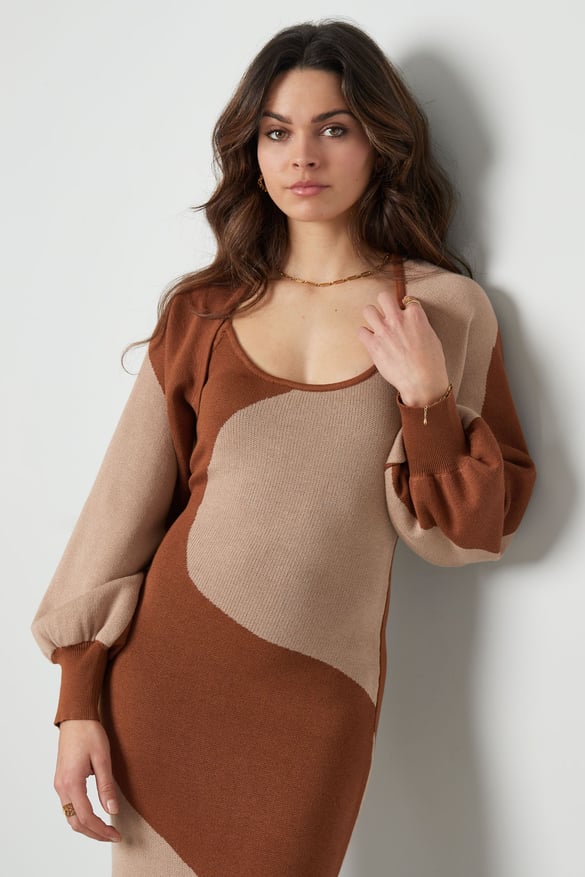 Cardigan con stampa a righe organiche - marrone 2