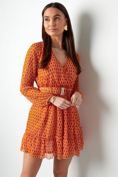 Robe imprimée avec ceinture - beige S h5 Image2