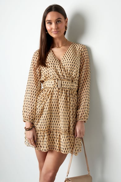 Robe imprimée avec ceinture - beige S h5 Image4