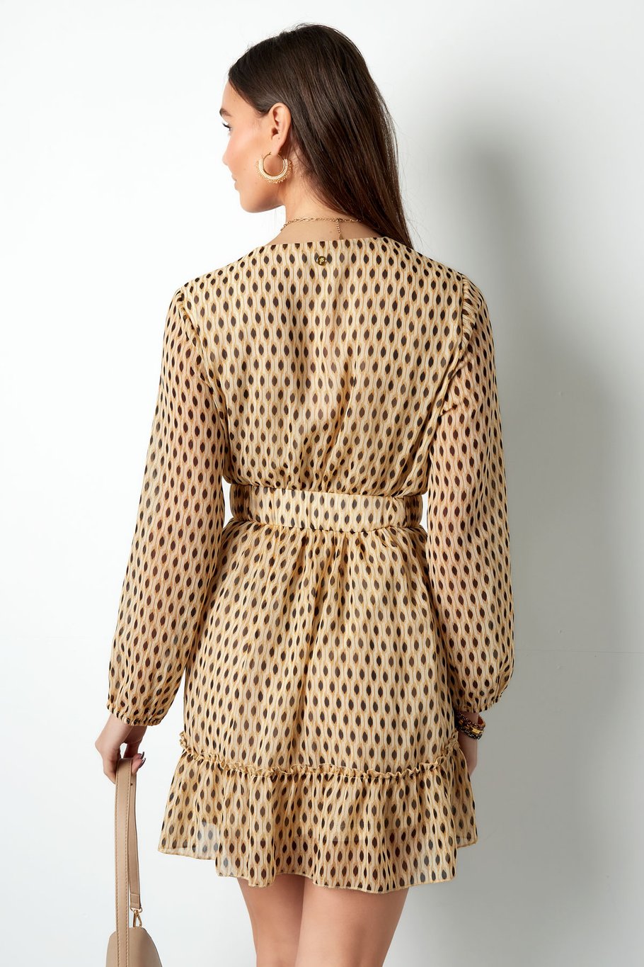 Robe imprimée avec ceinture - beige S Image6