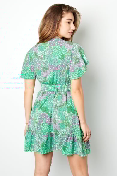 Robe Mi-Longue Imprimé Fleuri Rose h5 Image8
