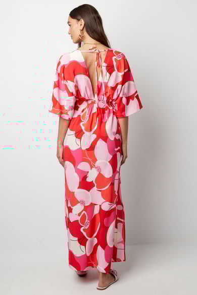 Robe imprimé fleuri abstrait cintrée - rouge h5 Image7