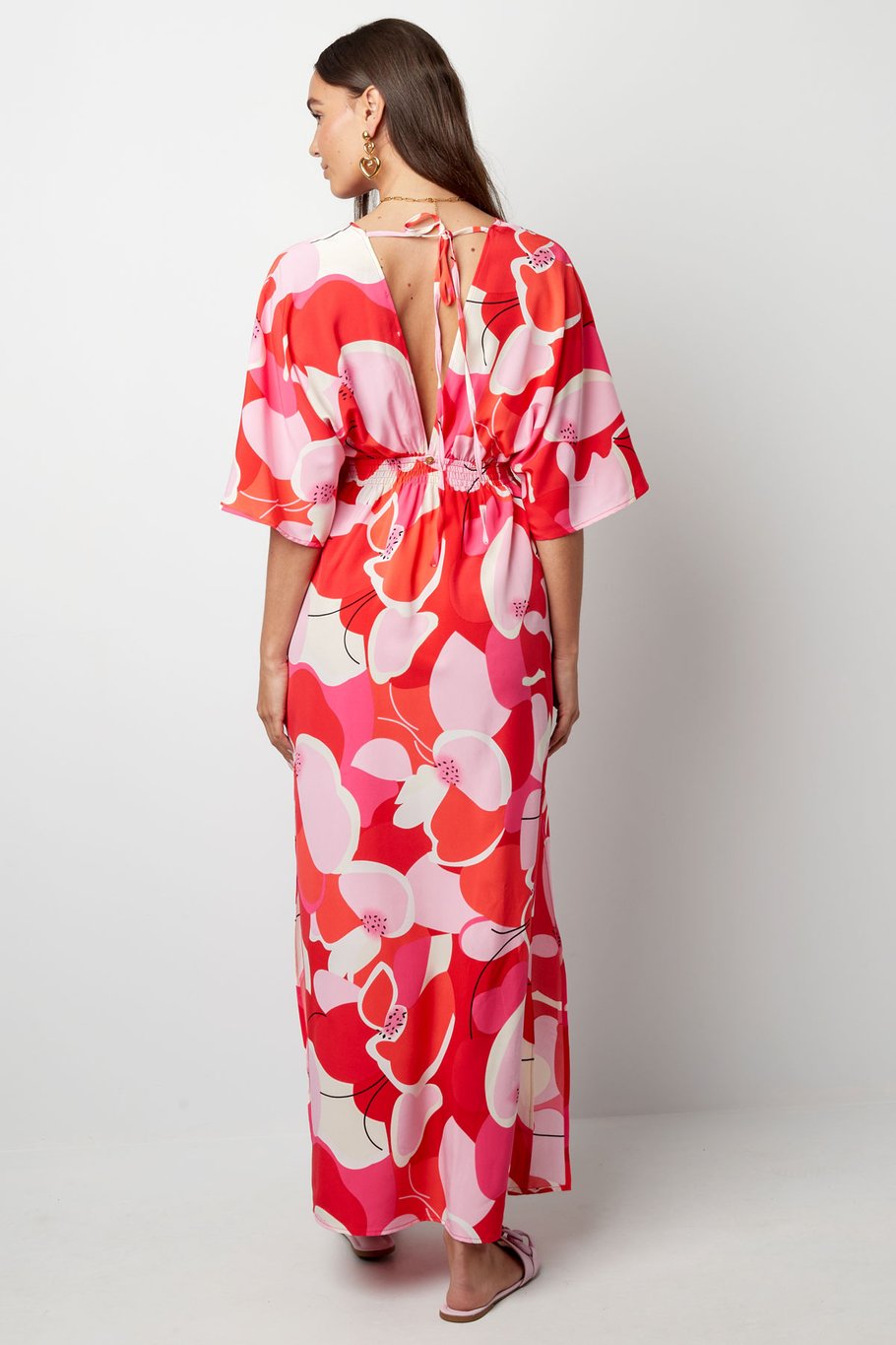 Robe imprimé fleuri abstrait cintrée - rouge Image7