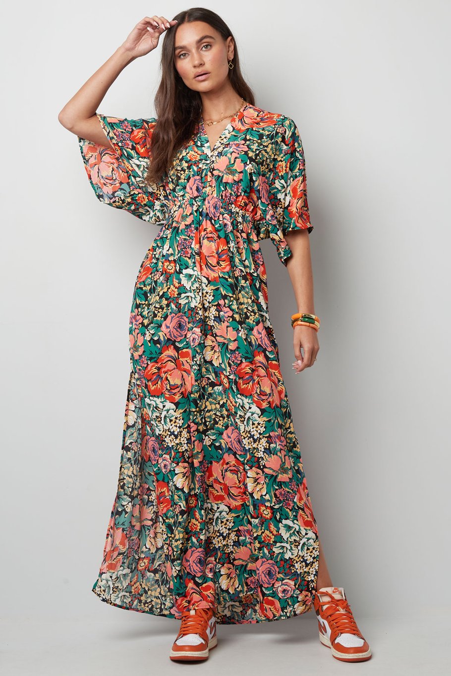 Maxi robe fleurs - vert Image2