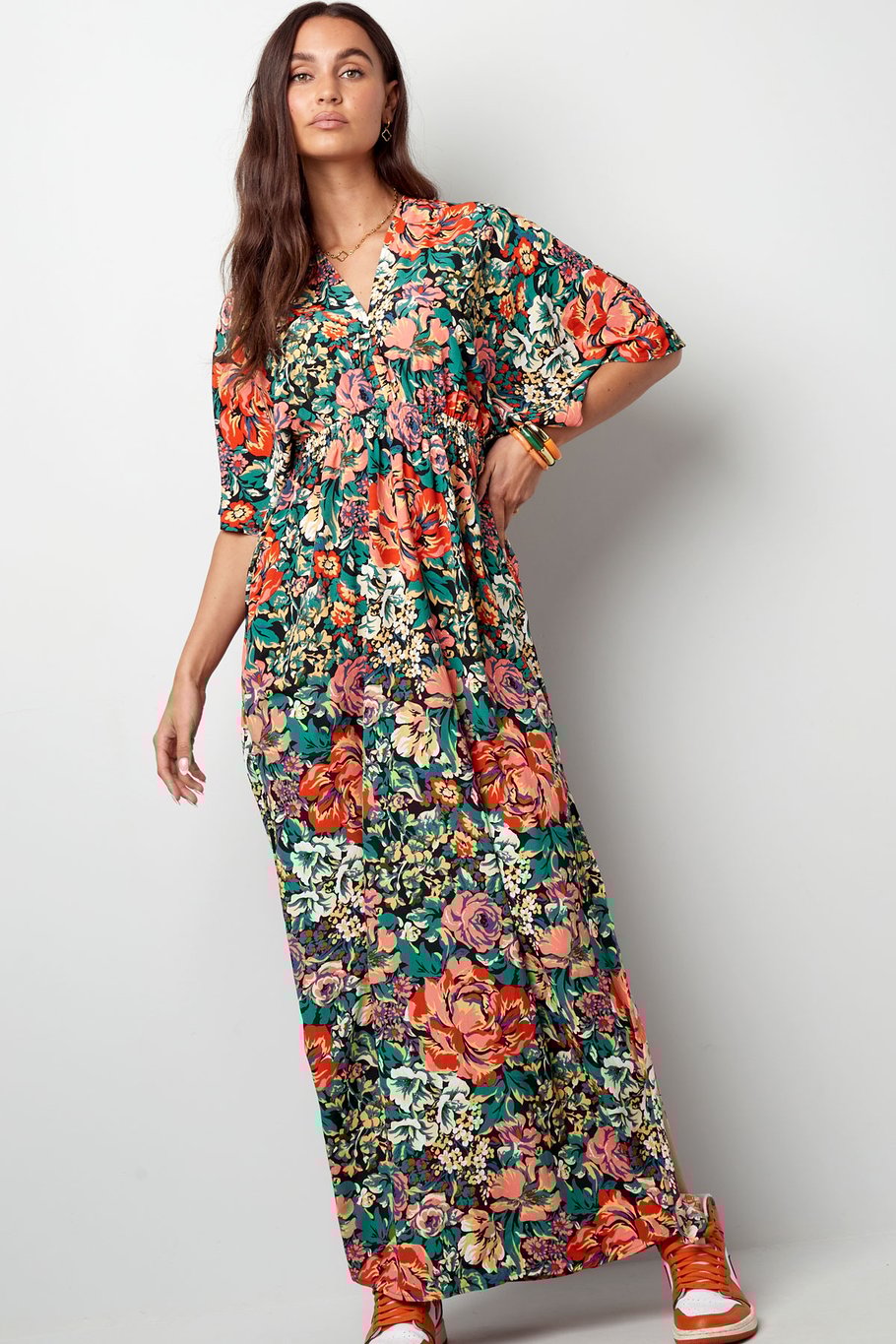 Maxi robe fleurs - vert Image3