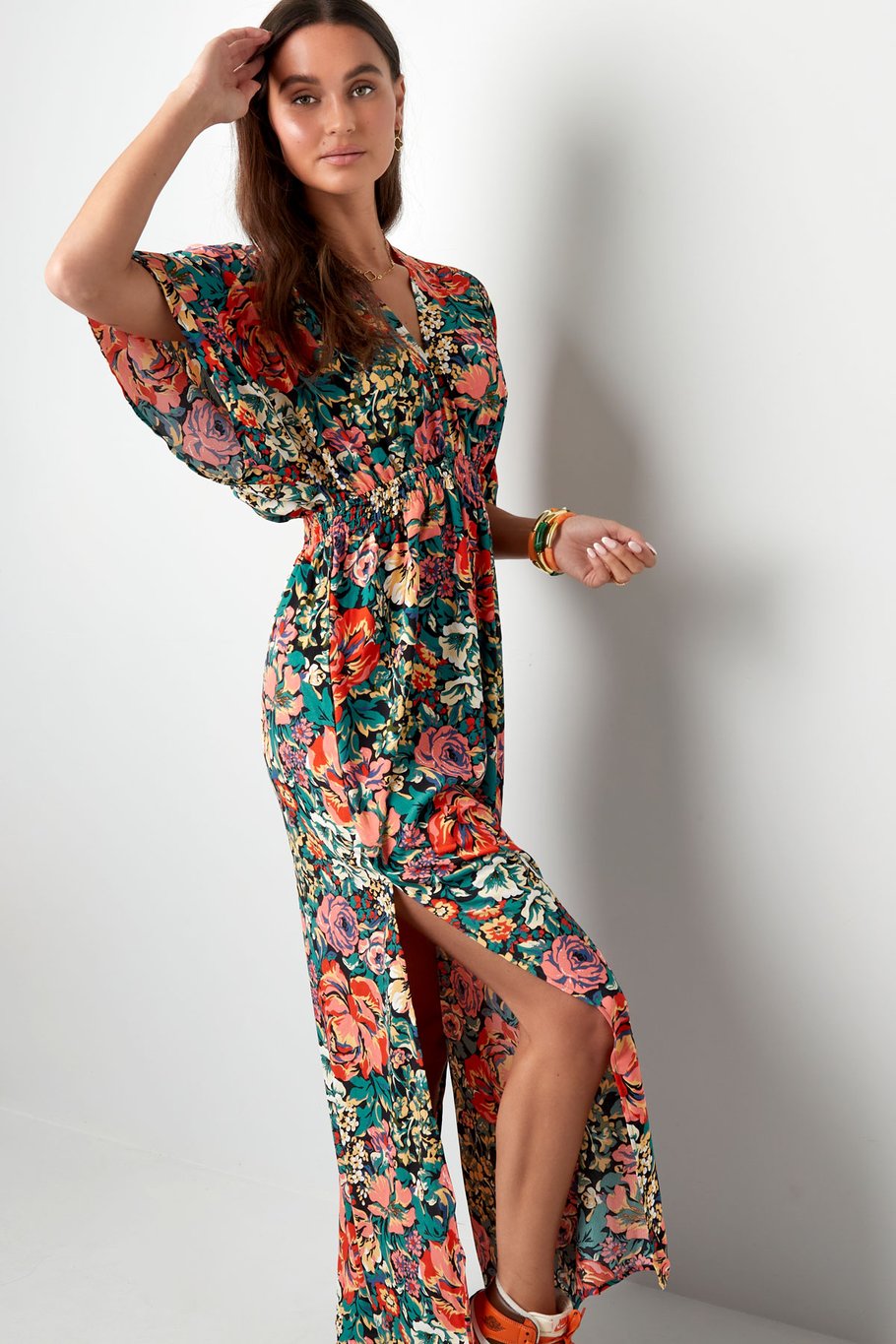 Maxi robe fleurs - vert Image4