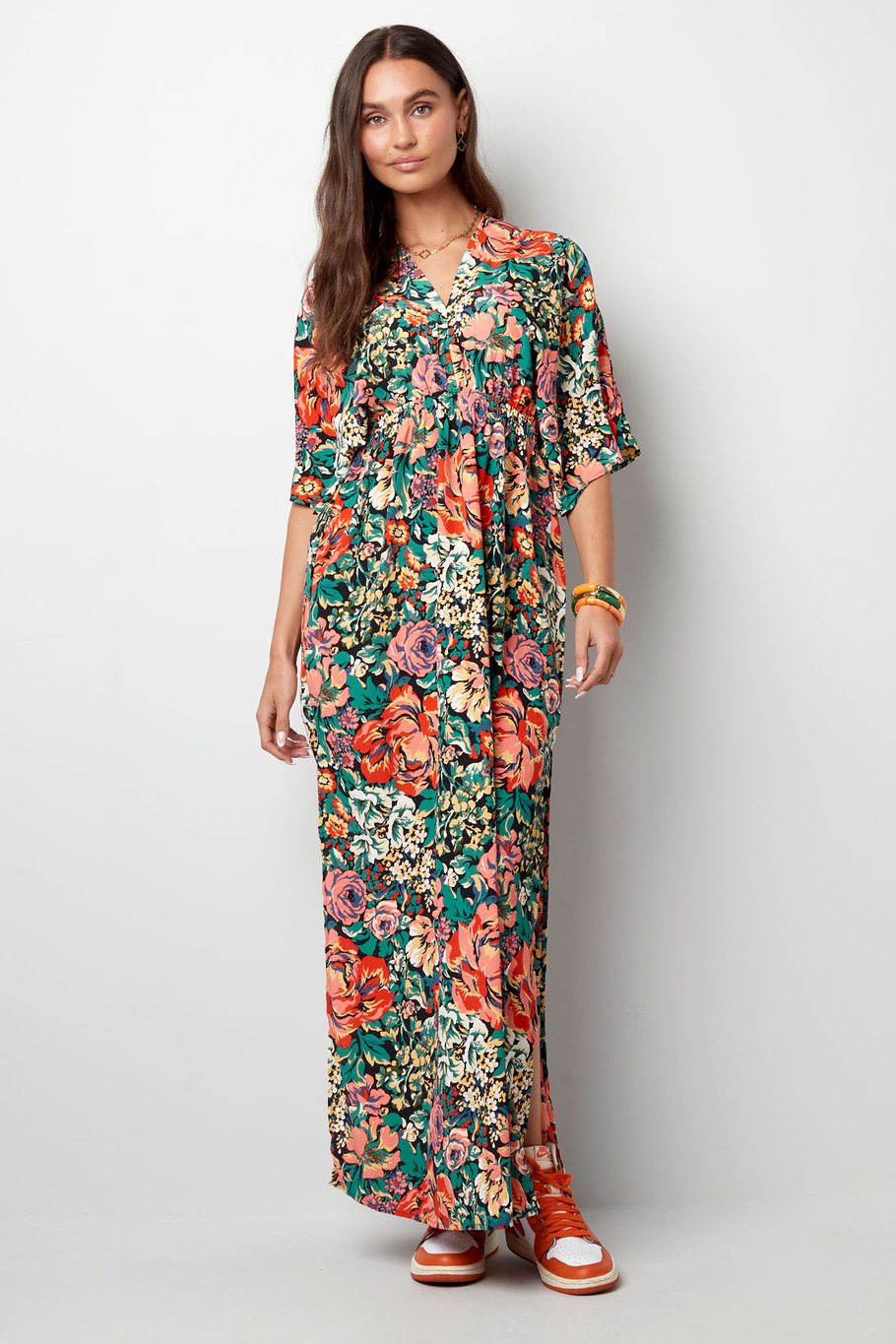 Maxi robe fleurs - vert Image5