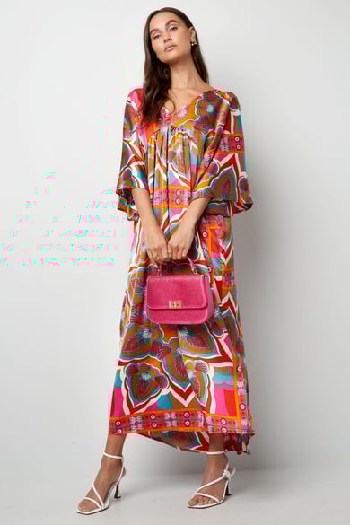 Maxikleid Happy Print - orange/rot h5 Bild3