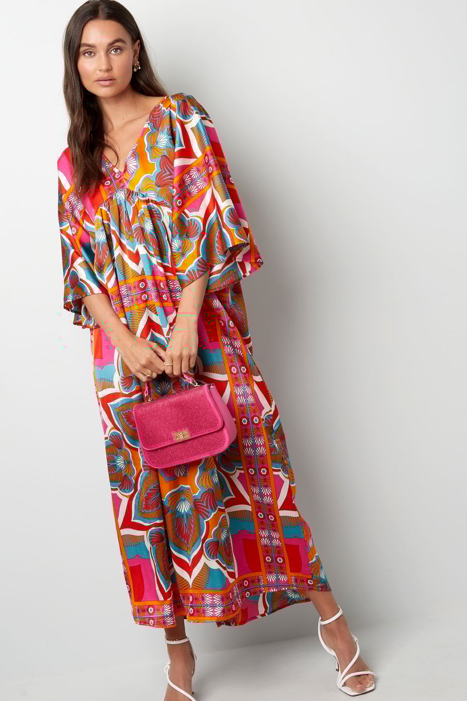 Maxikleid Happy Print - orange/rot Bild4