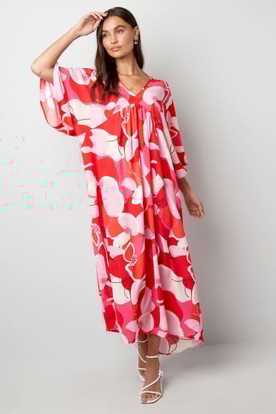 Robe imprimé floral abstrait - rouge h5 Image4
