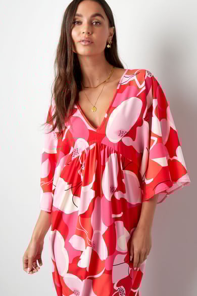 Robe imprimé floral abstrait - rouge h5 Image5