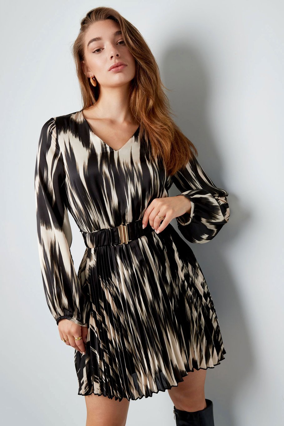 Robe imprimé rayures - noir/blanc Image3