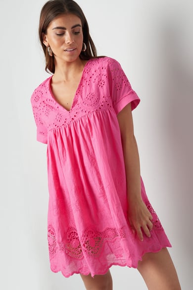 Short dress with open back - fuchsia h5 Picture3