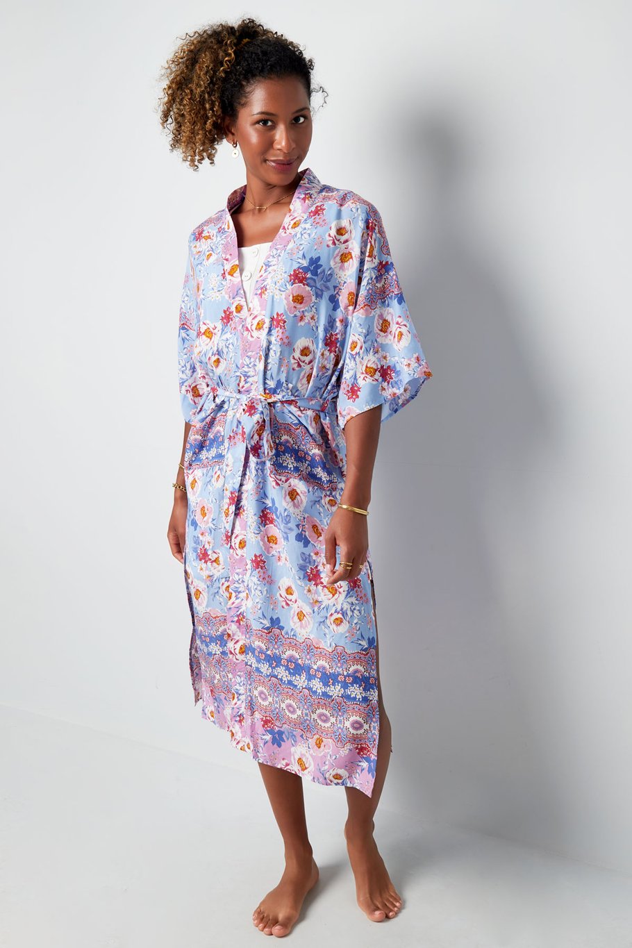 Kimono-Blumendruck - Orange Bild3