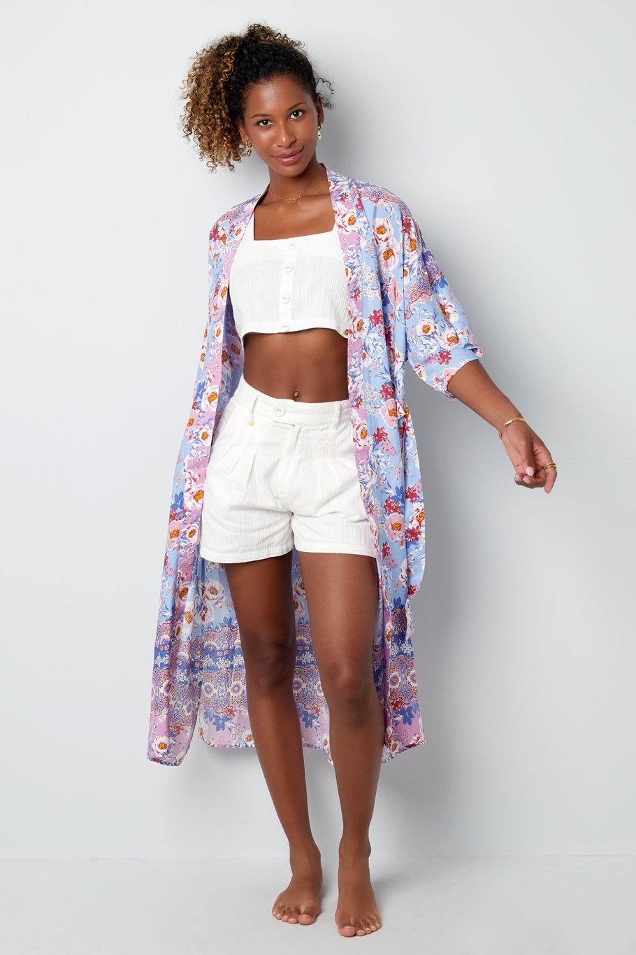 Kimono-Blumendruck - Orange Bild6