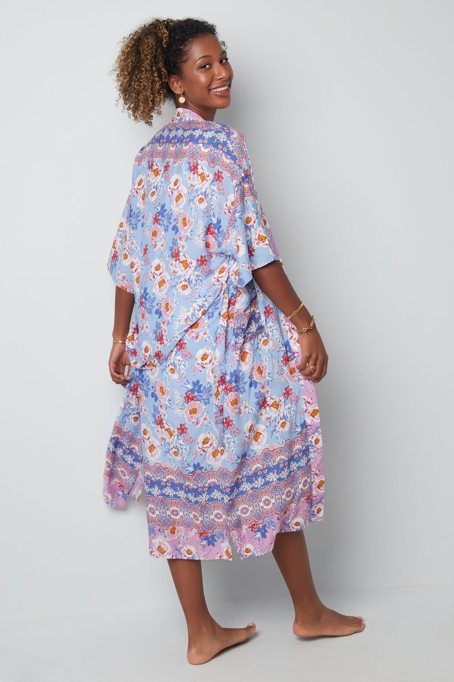 Kimono-Blumendruck - Orange Bild8