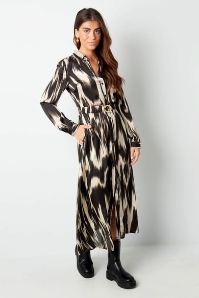 Robe longue imprimé wipe - noir/beige h5 Image6