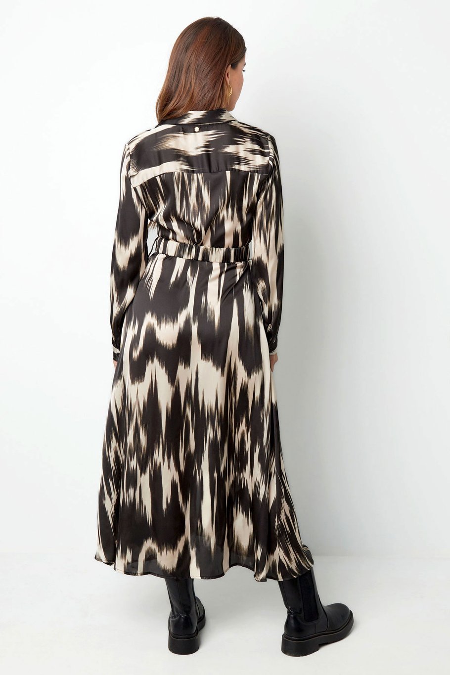 Robe longue imprimé wipe - noir/beige Image8