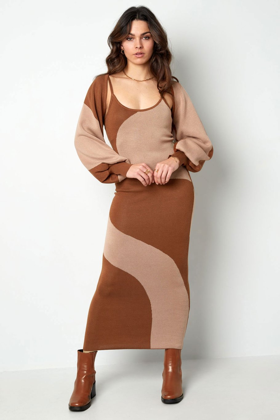 Kleid mit Bio-Print – grauschwarz Bild7