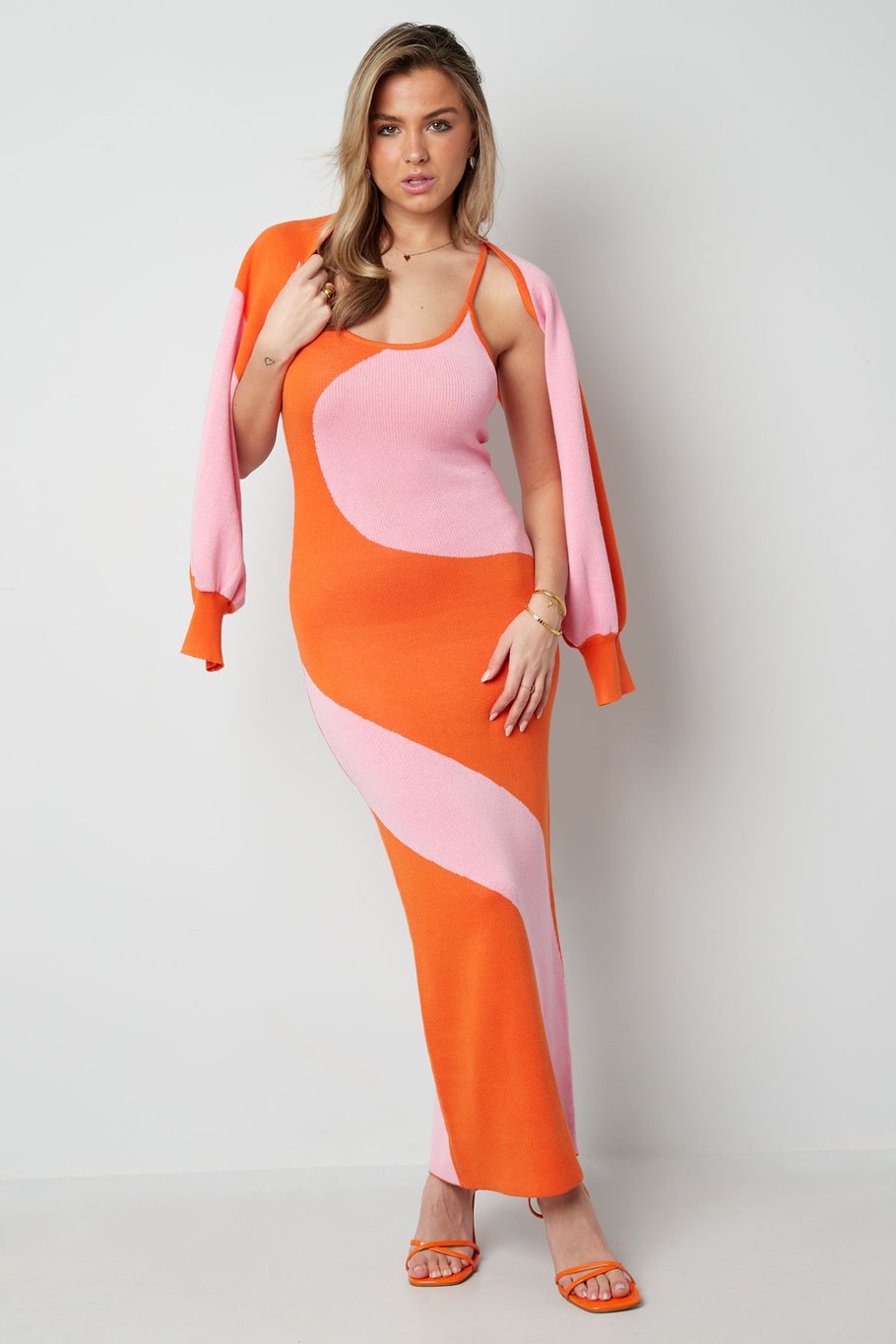 Kleid mit Bio-Print – grauschwarz Bild6