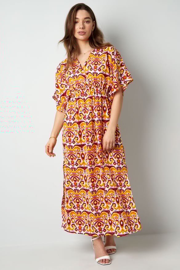 Robe longue avec imprimé - rouge/bleu - S