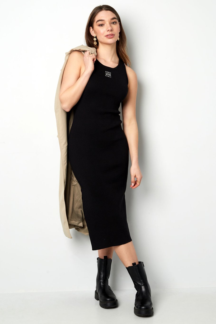 Long knitted dress love - white Picture2