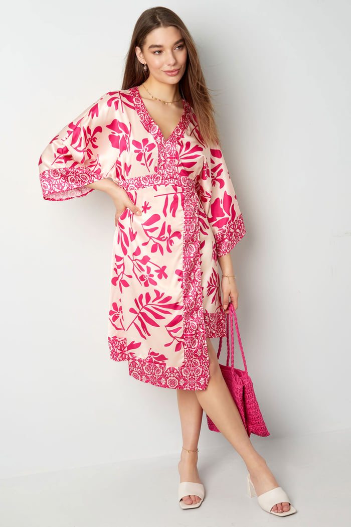 Midi dress with floral print - fuchsia Picture3